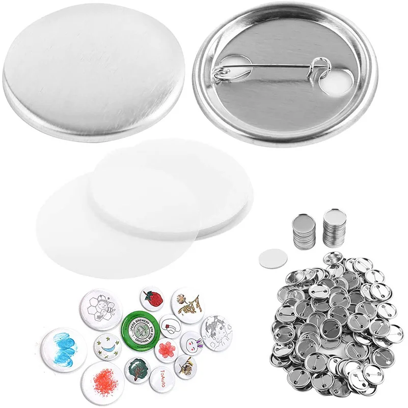 Piezas de fabricaci&oacute;n de insignias para hacer botones, conjunto de insignias DIY para m&aacute;quina de fabricaci&oacute;n de botones, suministros de Material, 58mm, 100 juegos-2