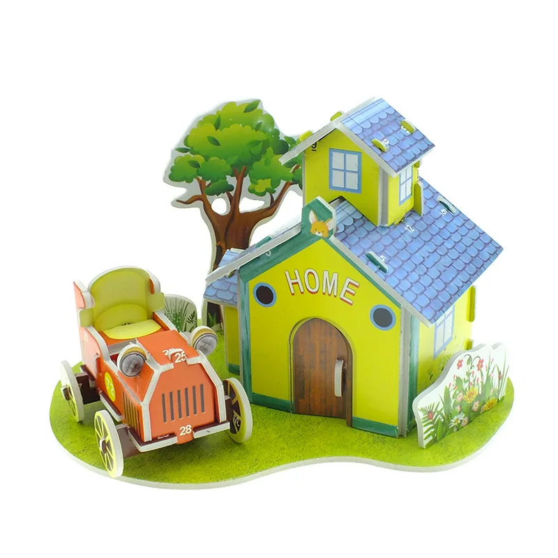 

Children's 3D Puzzles, Educational Toys Manually Insert Blocks, House, Castle, Villa, Zoo Model Puzzle Toy Gift P323