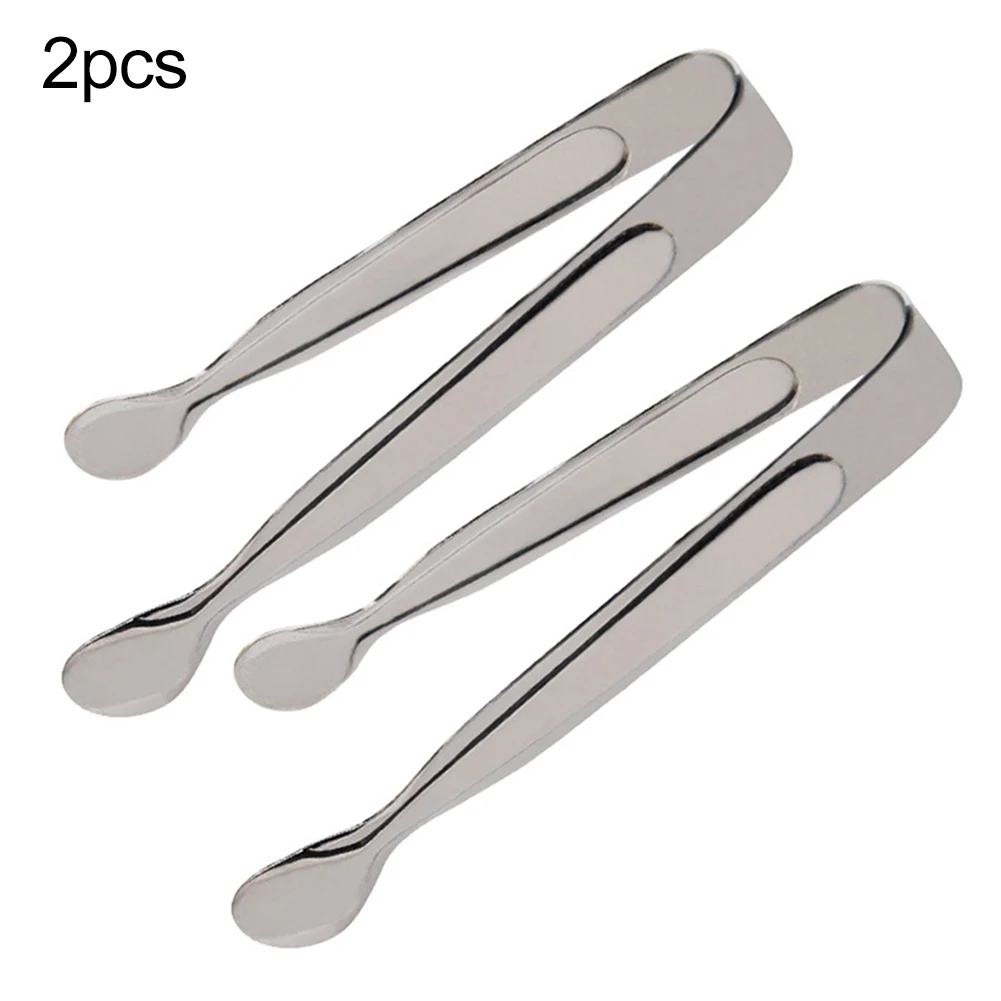 

2Pcs Stainless Steel Sugar Clamp Ice Cube Tongs Coffee Bar Buffet Pastry Clip Small Food Serving Tongs Tea Party Bar Accessories