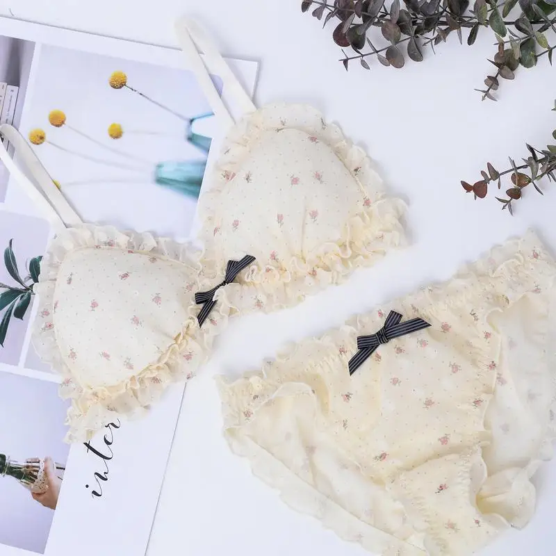 

Super Hot Sexy Lingerie for Small Chest Wire Free Transparent Bra Set Japanese Sexy Girls Underwear Bras and Panty Brief Thong