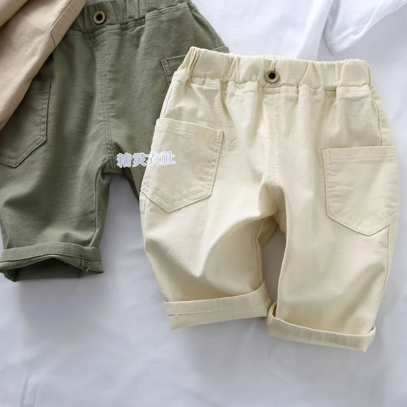

Boys' Shorts Summer Thin Loose 0-12 Years Old Children's Clothing Korean Elastic Waist Knee Length Kids Cargo Pants for Boy