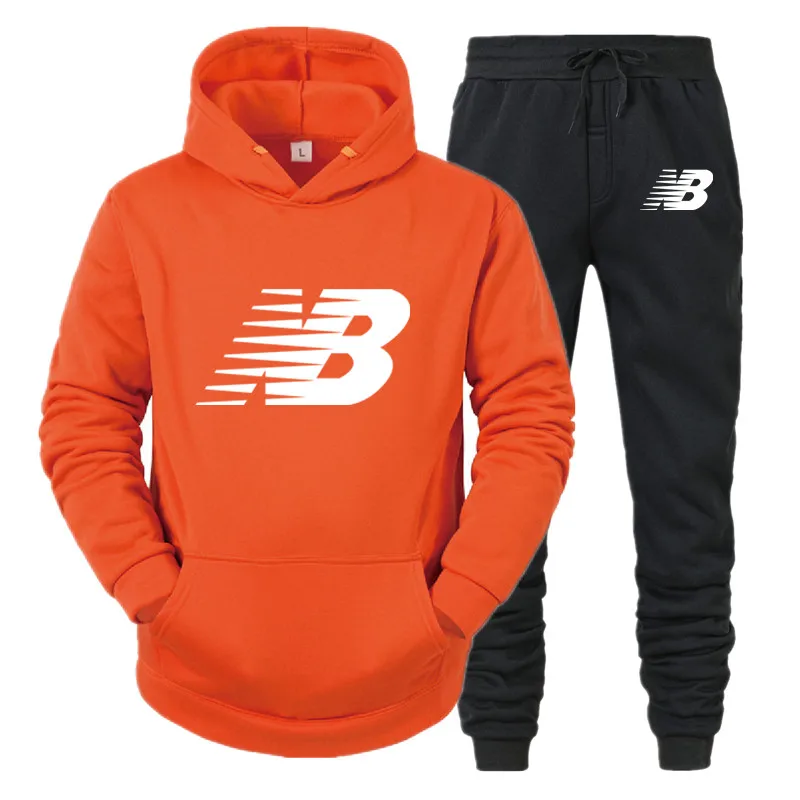 

2020 Autumn and Winter ZB Sportswear Men's 2-Piece Sweatshirt + Sweatpants Sportswear Zipper Hoodie Printing Casual Men's