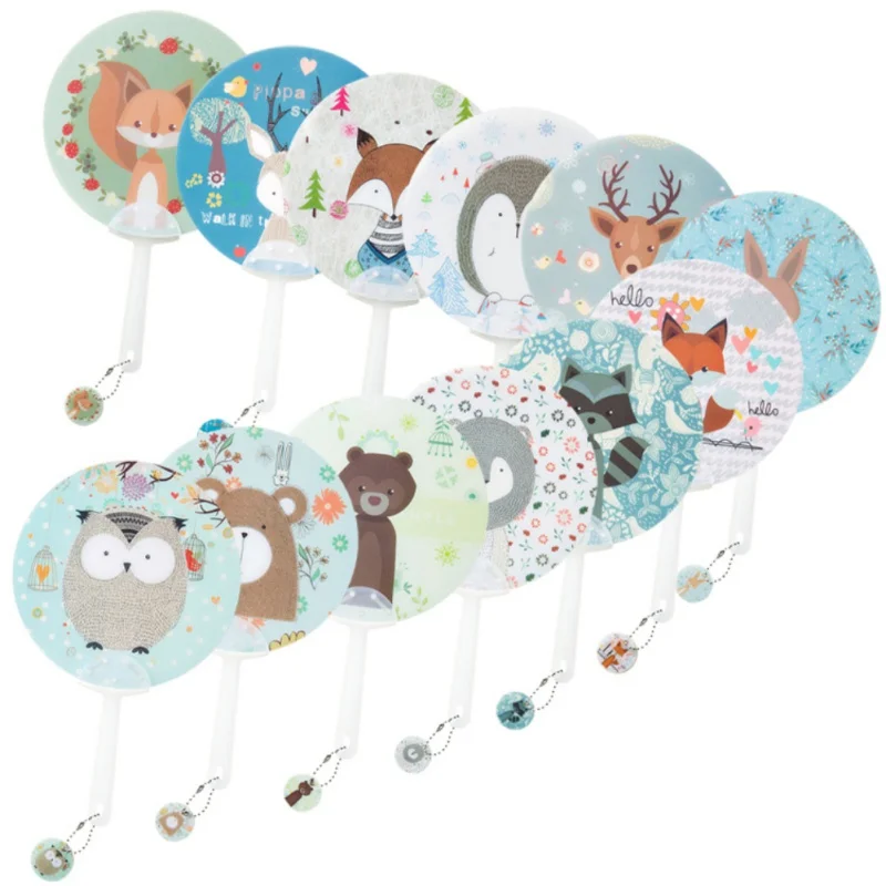 

Portable Forest Series Hand Fan summer Plastic Mini Fan Round Disk Creative Party Gifts Cool Summer Hand Fan Cartoon Hand Fans