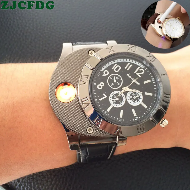 Военная usb зарядка Зажигалка часы Беспламенное ветрозащитное прикуриватель