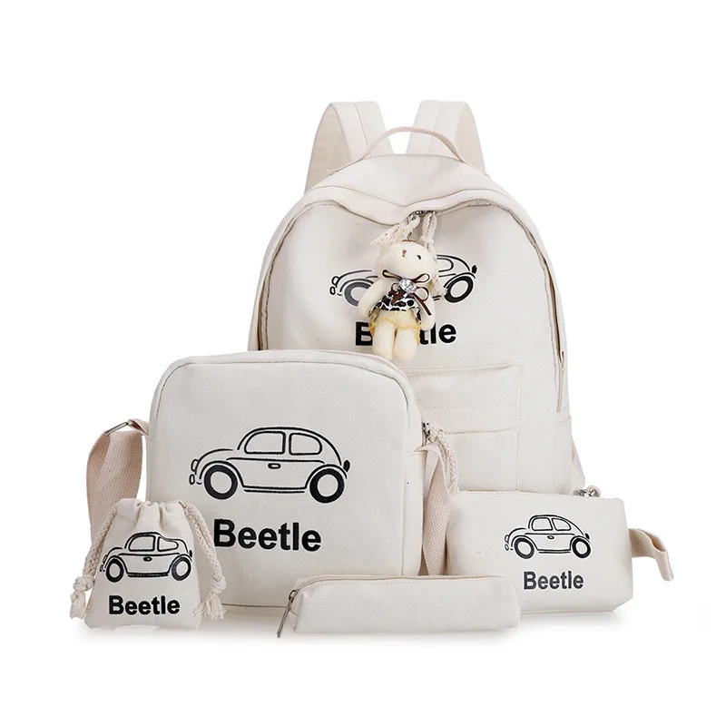 4pcs/set school bags Children cartoon printing schoolbags for girls Sweet lady  backpacks High quality canvas school backpack