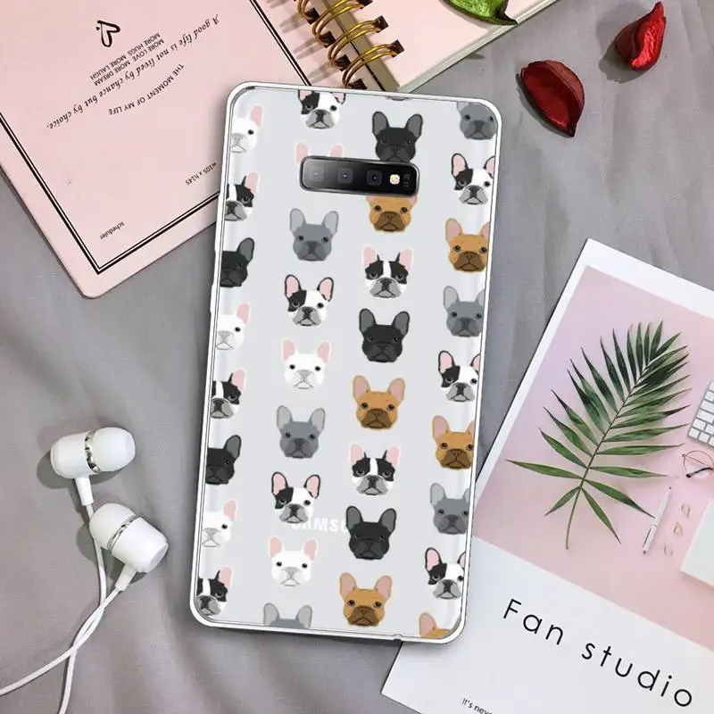 

French Bulldog cute cartoon animal Phone Case Transparent For Samsung Galaxy S A 5 7 8 9 2015 20 edge plus 10 e lite 2019