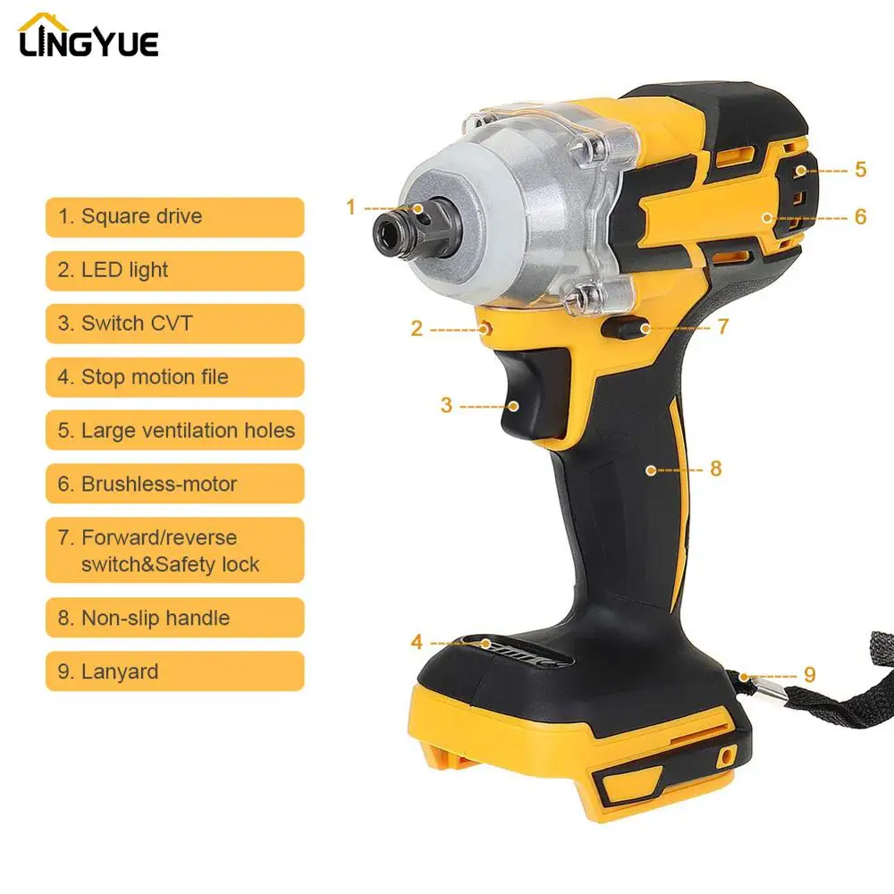 Lingyue беспроводной электрический ударный гайковерт может быть использован с Makita