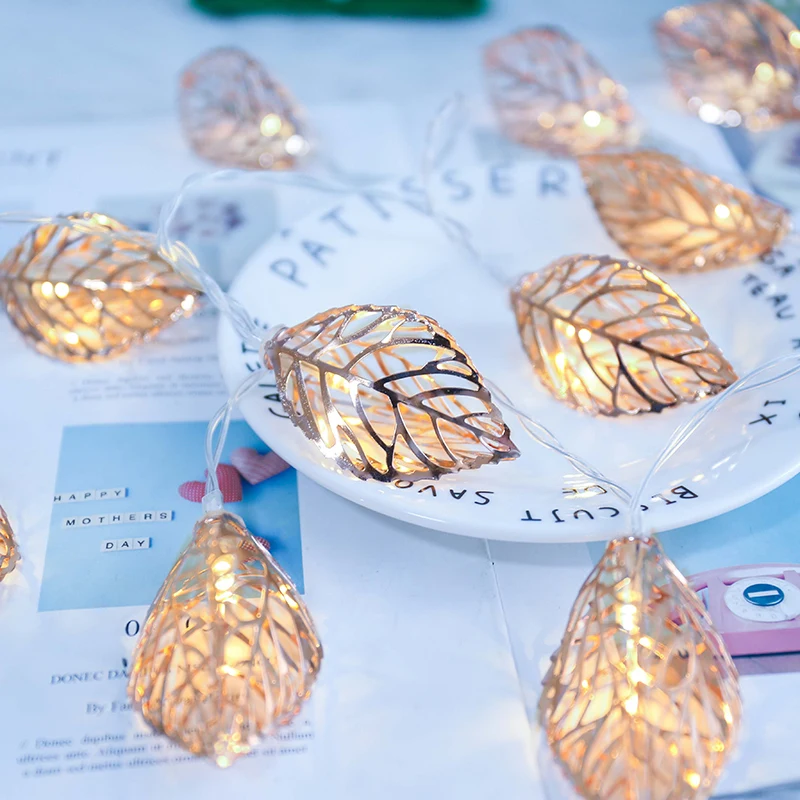 Светодиодный светильник в стиле ретро с золотыми листьями батарея USB 6 м