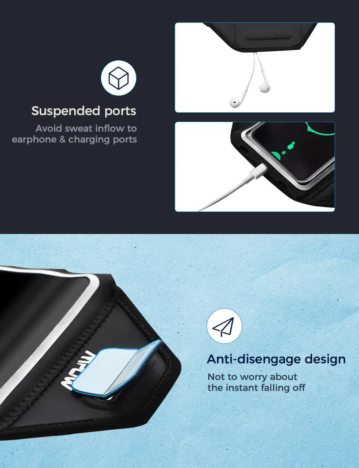 Спортивный нарукавник Mpow PA195 регулируемый для телефона 6 2 8 дюймов ремешок iPhone 11