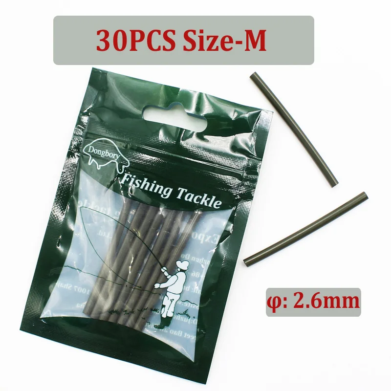 30PCS-M 30 шт., аксессуары для ловли карпа, термоусадочные трубки, резиновые рукава, термоусадочные трубки для ловли карпа, Ronnie Rigs, Croase, рыболовные снасти - Цвет: 30PCS-M