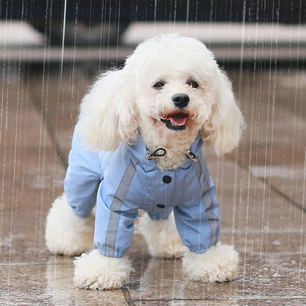 

Светоотражающий дождевик для домашних животных, дождевик для собак с четырьмя ногами, уличное водонепроницаемое пончо с капюшоном, всесезо...
