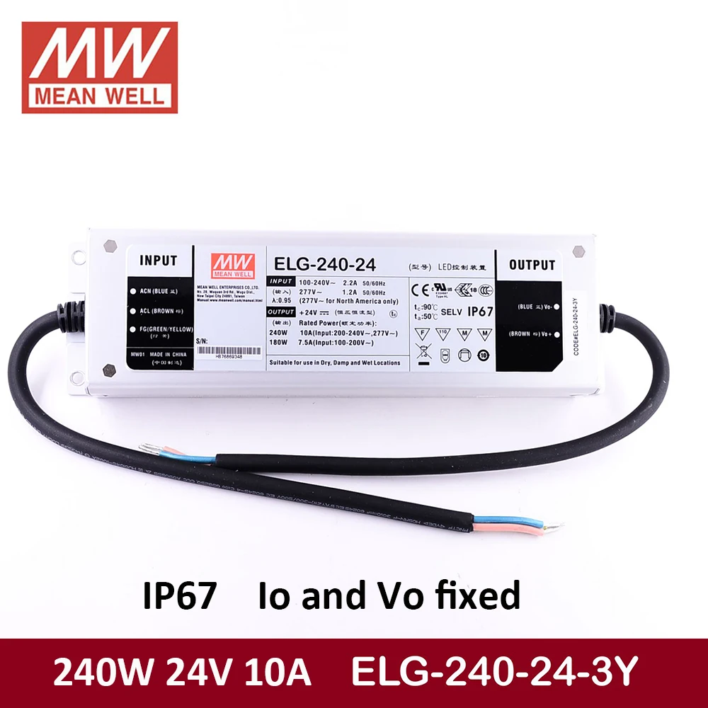 Оригинальный светодиодный драйвер MEANWELL ELG 240 24 A B AB DA Series Вт В 10A IP67 для уличного
