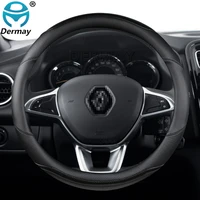 for renault logan 1 2 3 for dacia logan car steering wheel cover microfiber leather carbon fiber fashion auto accessories