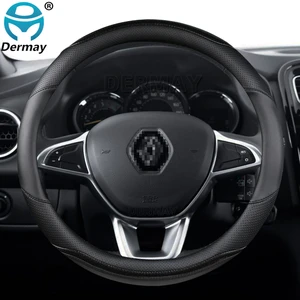 for renault logan 1 2 3 for dacia logan car steering wheel cover microfiber leather carbon fiber fashion auto accessories free global shipping