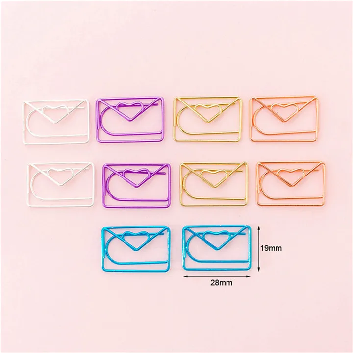 Envelope GJCrafts 10 шт./лот креативные милые зажимы для бумаги конверт кактус металлический зажим для бумаги Закладка декоративный файл памятки зажимы канцелярские - Цвет: Envelope