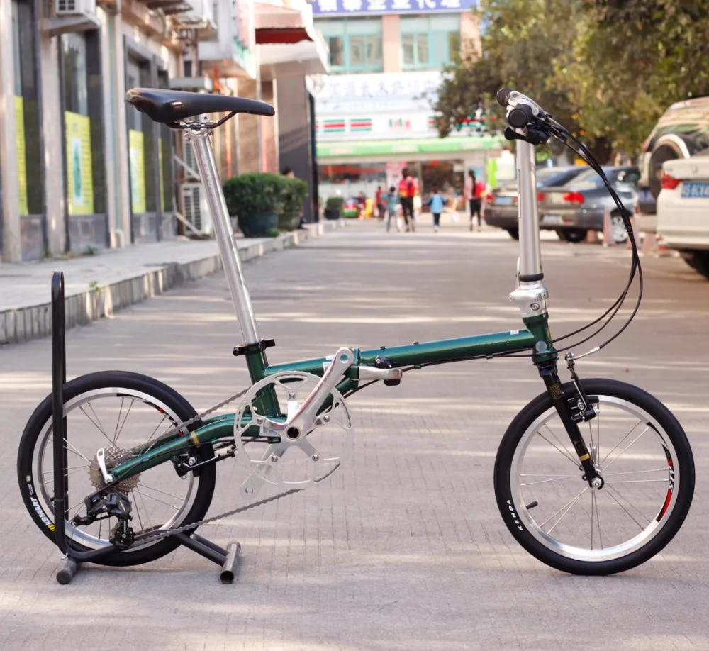 Хромированный стальной складной велосипед 1" Minivelo Mini velo велосипед городской коммутирующий велосипед с V тормозом складной 9 скоростей Fnhon Post зеленый