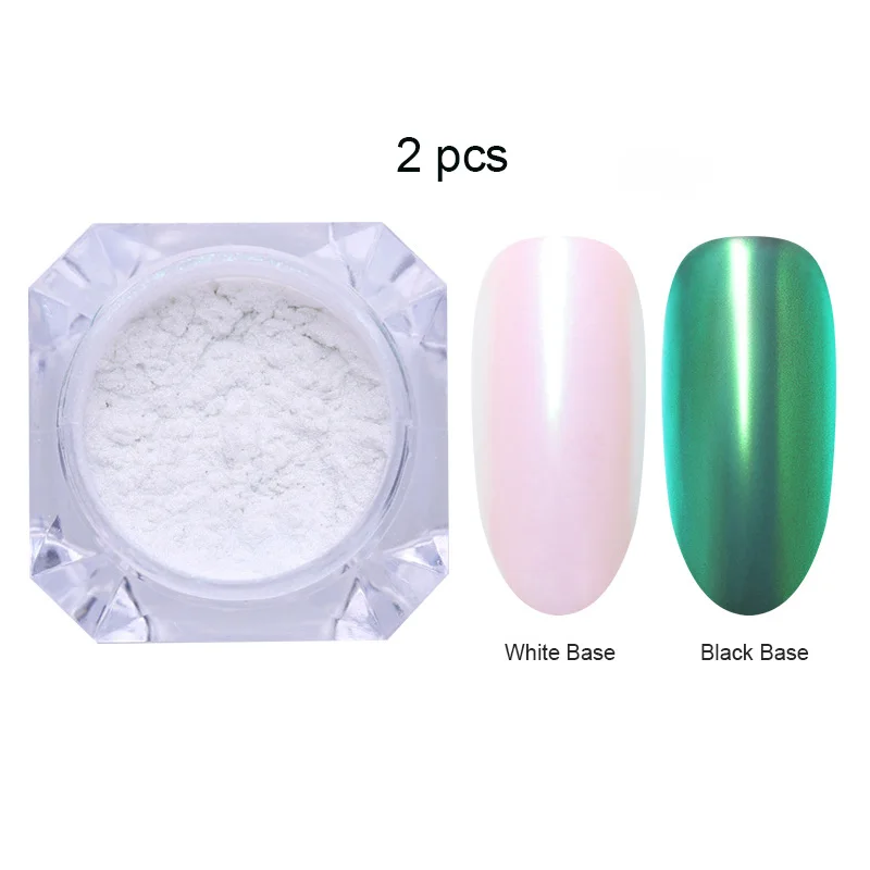 2pcs-Set 7 Яркие Блестки для ногтей порошок пыль хром пигмент пыль ослепительный салон микро Голографический лазерный порошок для DIY украшения для ногтей - Цвет: 2pcs-Set 7
