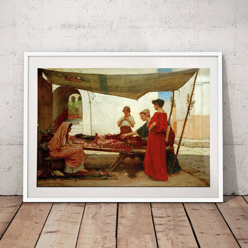Citon Вильям Waterhouse grea Grecian Flower Market Canvas Холст Картина маслом всемирно известная
