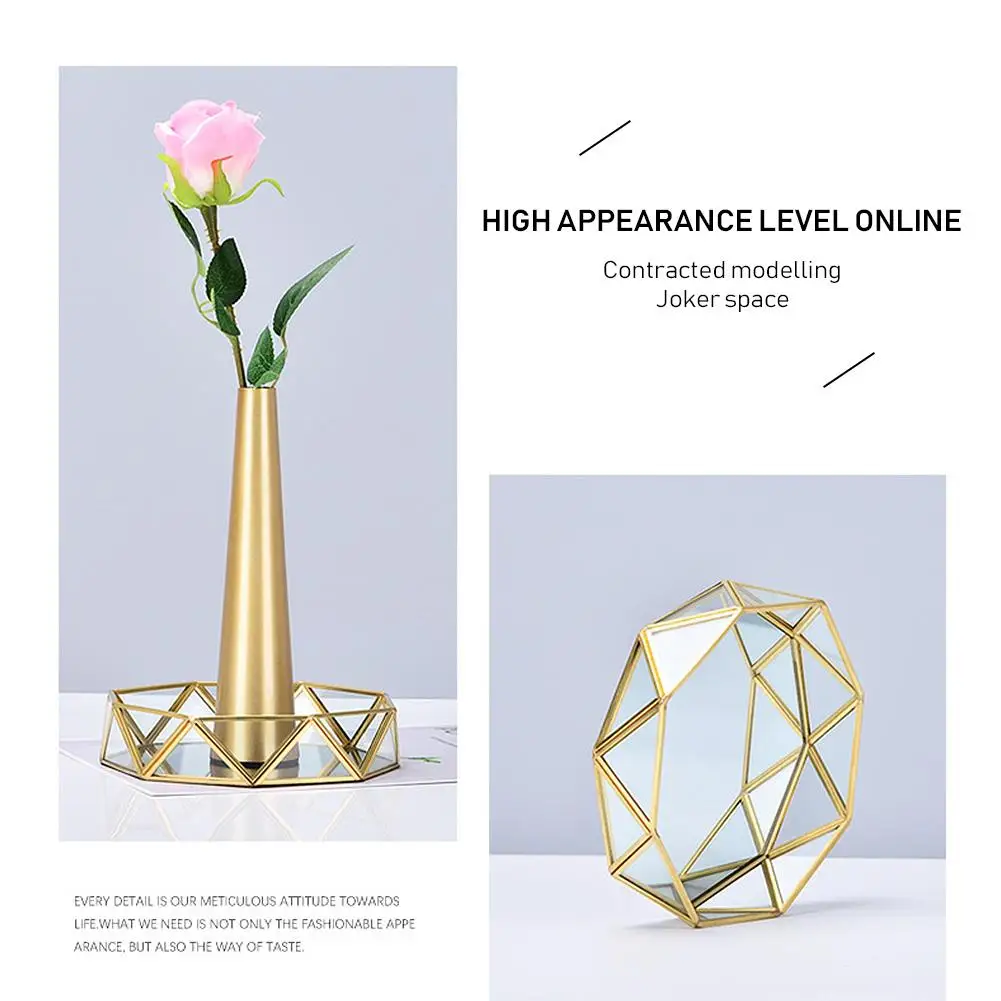 Поднос для хранения Геометрическая круглая стеклянная тарелка поднос косметики