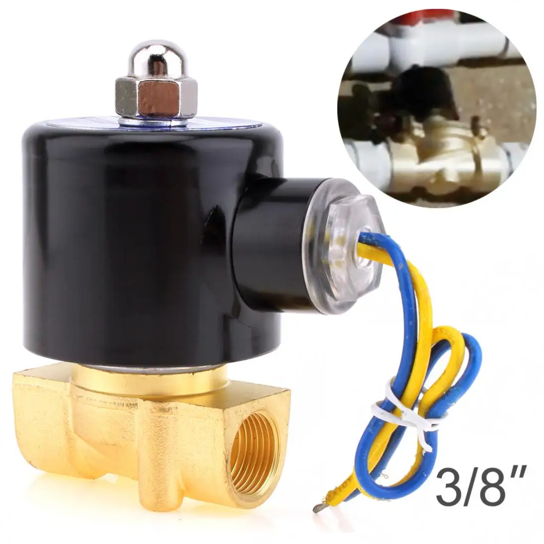Электромагнитный клапан DC 12V 3/8 &quotNPT N/C латунь нормально закрытый электрический