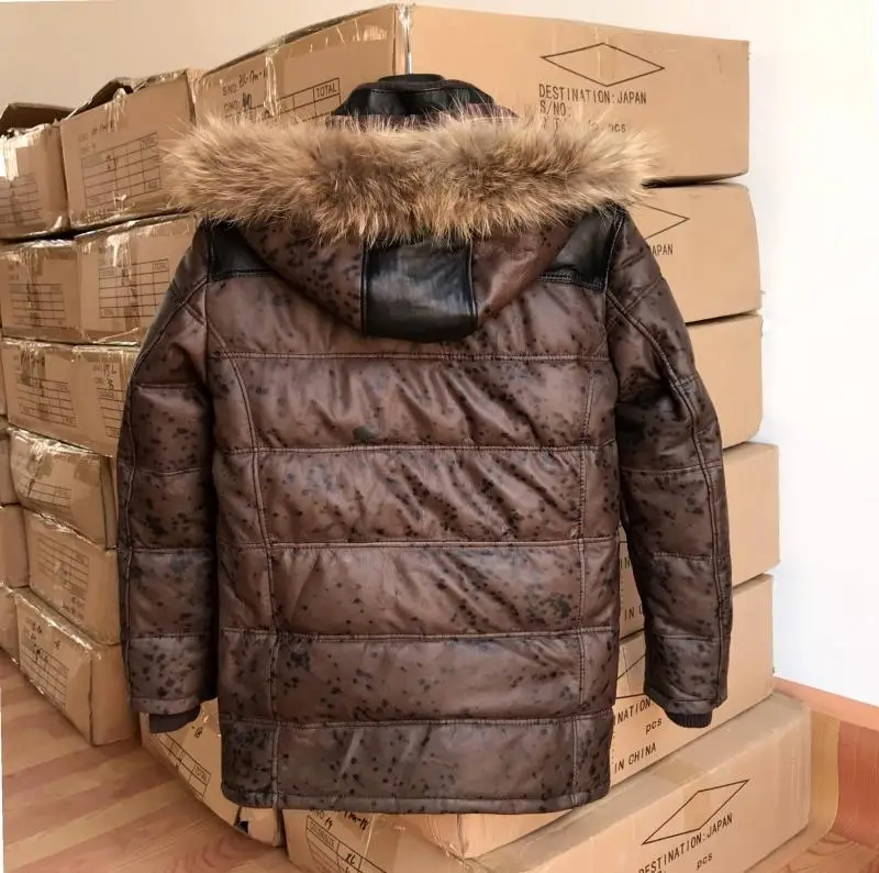 Новинка 2021 зимнее Мужское пальто на утином пуху куртка из натуральной коровьей