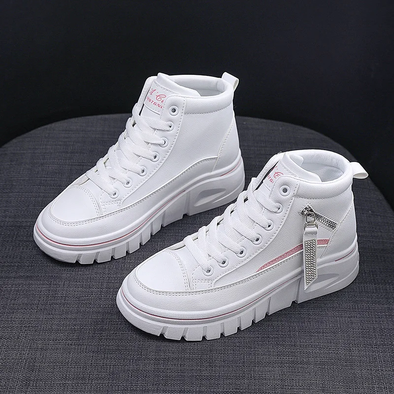 

Women's High Top Casual Sports Shoes Autumn And Winter Fashion Thickened Vulcanized Shoes Tennis Women's White Casual Shoes