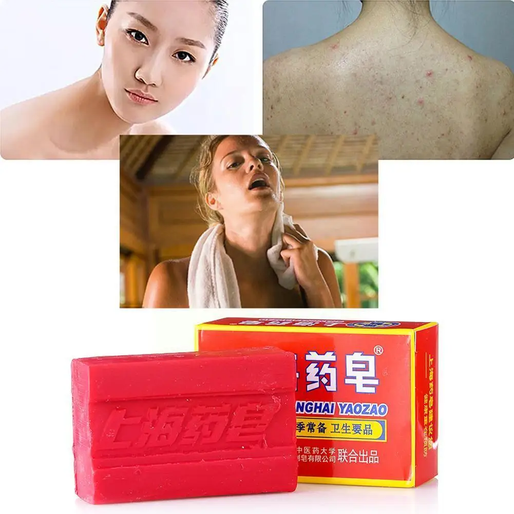 

90g Transparent Red China Medicated Soap Back Chest Soap Medicated Soap Healthy Bath Anti Acne Fungus K2W6