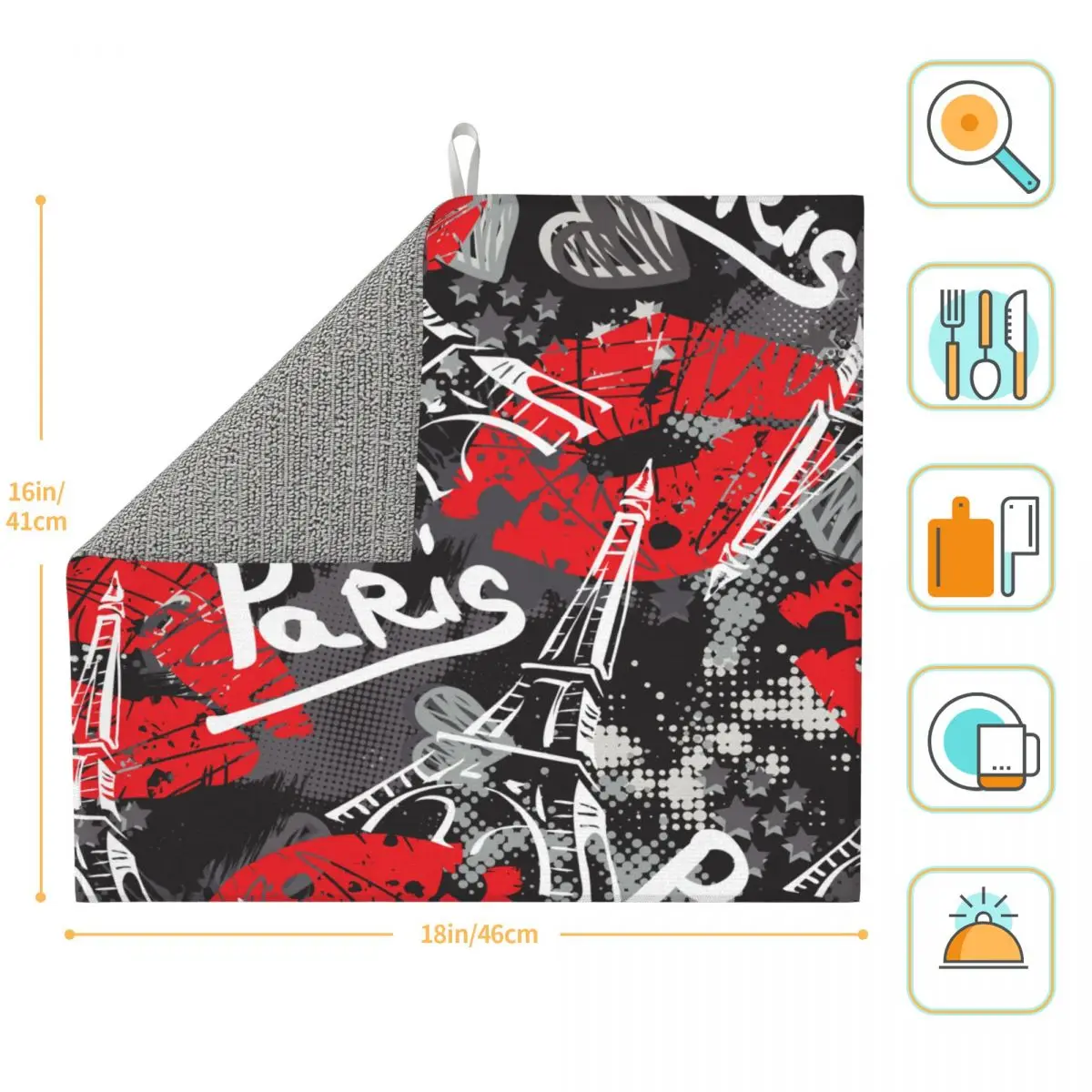 Сушильный коврик для рисования рисунков Эйфелевой башни и губ | Дом сад