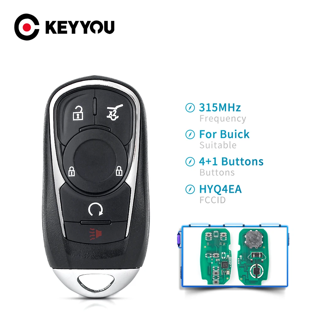 

KEYYOU Smart Remote Car Key Promixity 315/433MHz ID46 Remote for Buick LaCrosse 2017 2018 2019 FCC: HYQ4EA Keyless Go