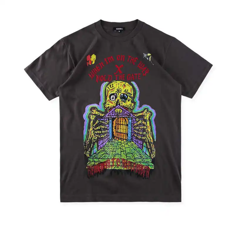 

Новинка 2019, стильные футболки KANYE WEST с принтом граффити, сезон 6, футболка в стиле хип-хоп, рэп-санскрит, летняя свободная Хлопковая мужская фу...