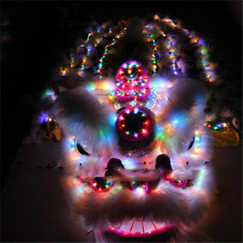 

For Two Adult Chinese Folk Art Lion Dance Mascot Costume Led Light Wool Southern Promotion Carnival Halloween Xmas Easter