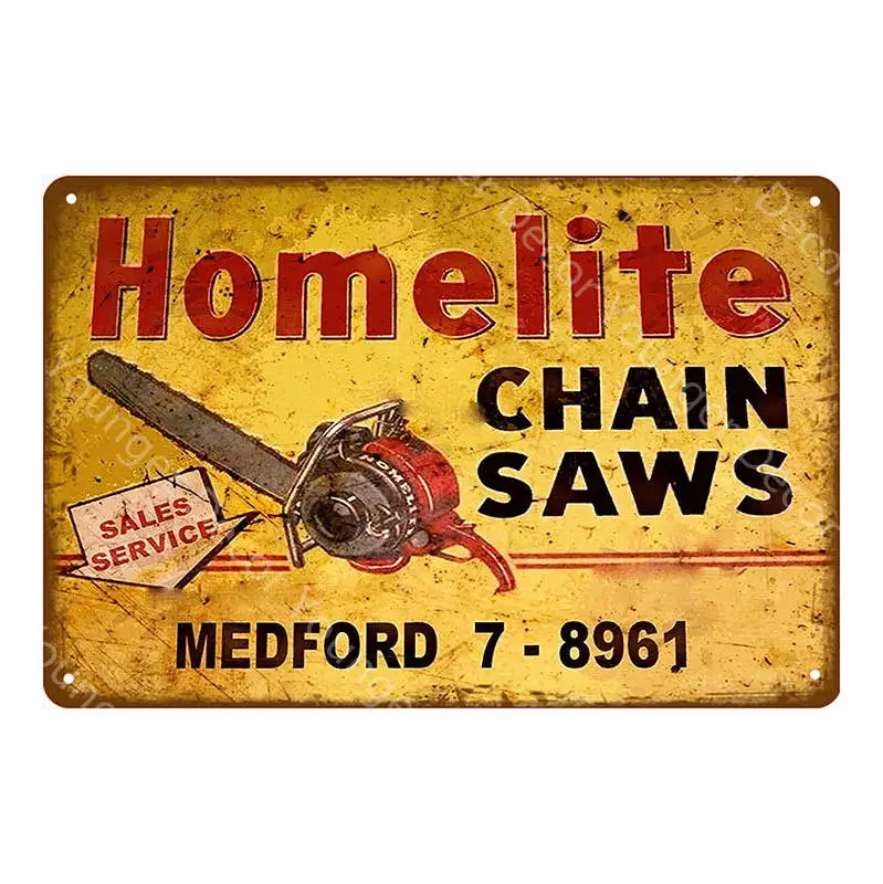 Ферма фермерский гараж магазин Декор Homelite птица цепные пилы винтажные