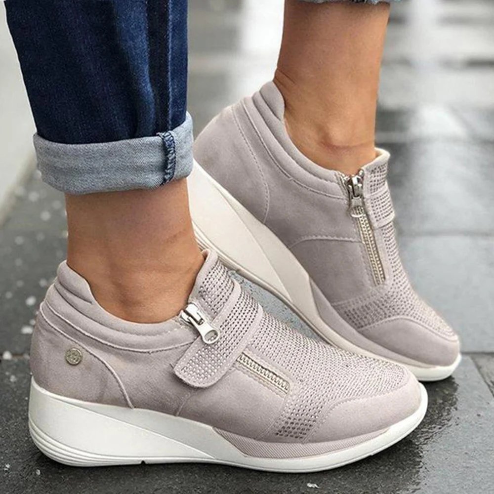 

Women Shoes Hook Loop Shallow Sneaker Med Heel Wedges Female Shoes Women Vulcanize Shoes Breathable Confort Casual Ladies Shoes