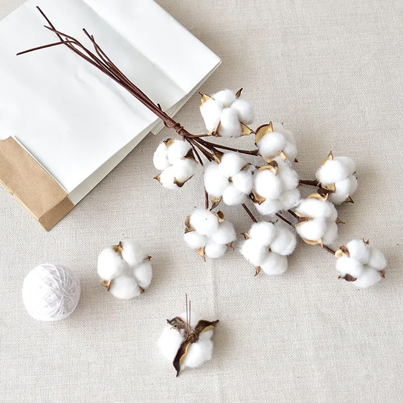 Искусственный хлопок стебли Цветы Хлопок Болл ветви сельский дом деревенский