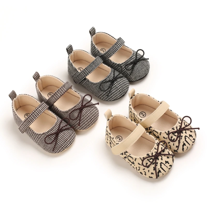 

Newborn Baby Girl Bowknot Decoration Princess Shoes Anti-Slip Footwear Infant Flats Soft Sole First Walkers 0-18M