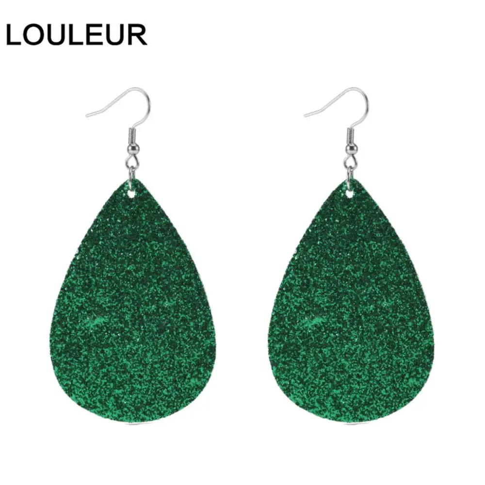 water drop green Новые висячие серьги в богемном стиле, Рождественская елка, снежный олень, длинные серьги из искусственной кожи для женщин, девочек, рождественский подарок - Окраска металла: water drop green