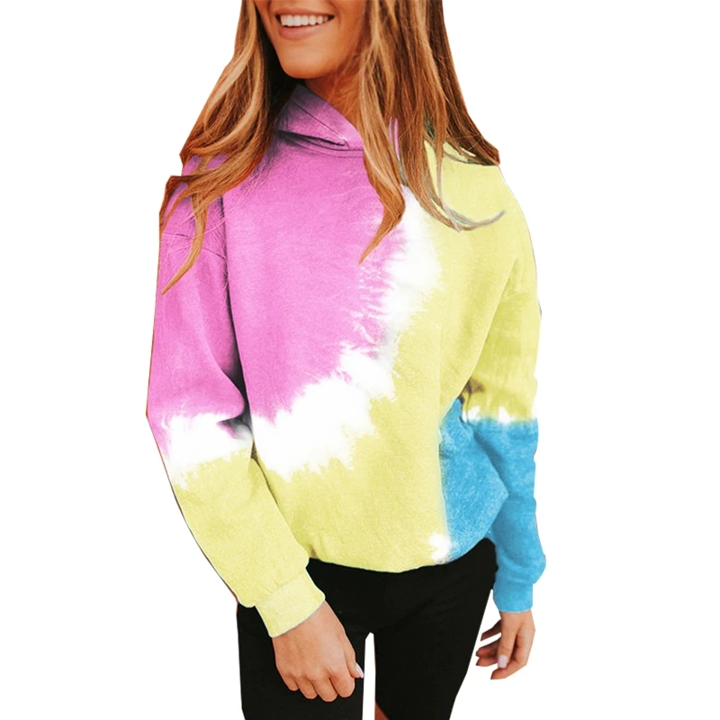

Women Long Sleeve Tie-Dye Print Hoodies Sweatshirt Loose Pullover Tops Shirts M5TE