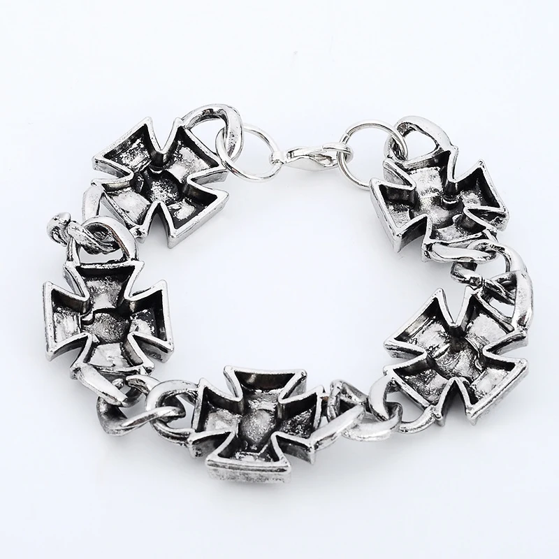 

Iron Cross Skull Chain Men's Bracelet Fashion Metal Gothic Punk Glamour Party Men's Jewelry Accessories 2021 Bracelet Trend