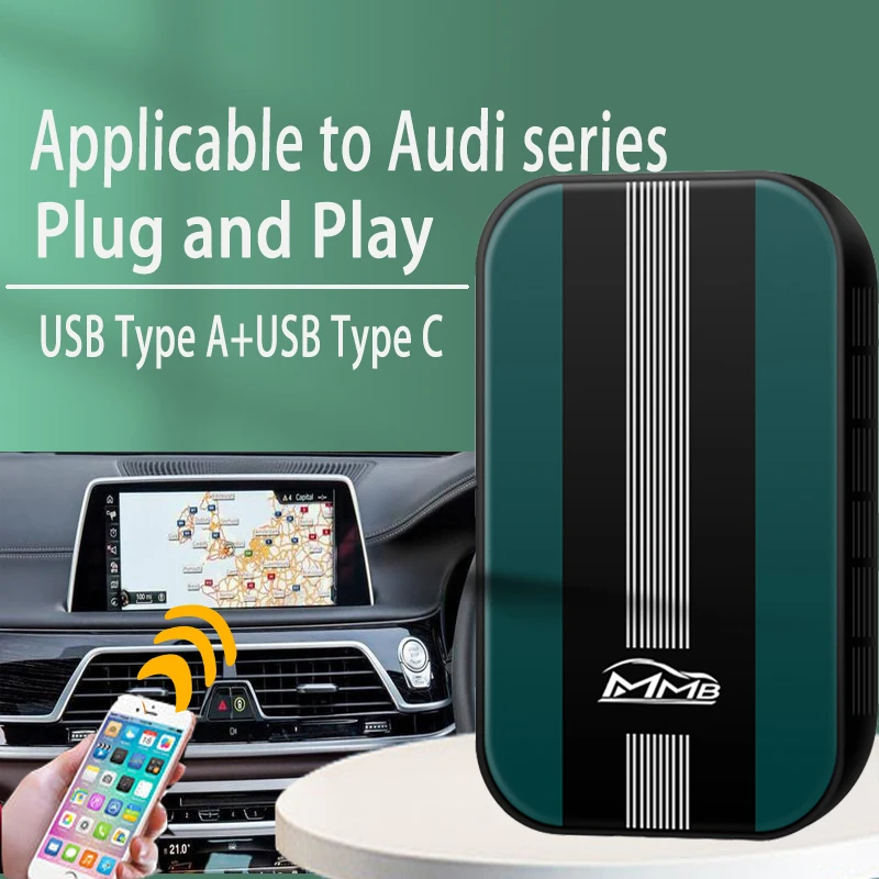 구매 범용 자동차 멀티미디어 비디오 상자 아우디 4 + 32G 무선 Carplay 안 드 로이드 IOS 시스템 Ai 상자 미러링 탐색 액세서리