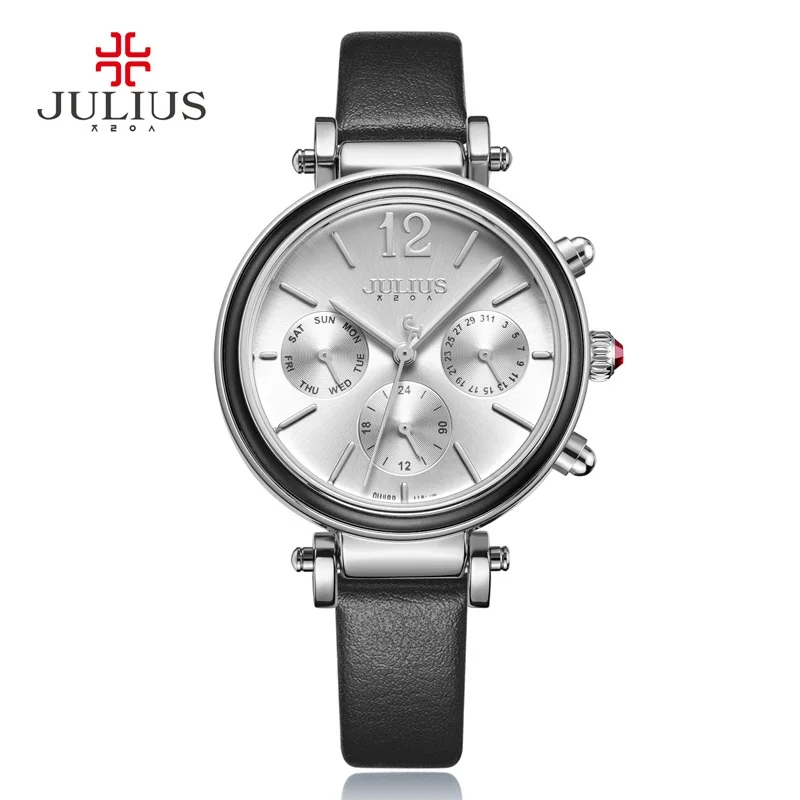 

Real Multi-functions Women's Watch ISA Quartz Fashion Fine Hours Dress Sport Genuine Leather Girl Birthday Gift Julius Box