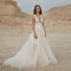 Женское свадебное платье It's yiiya, белое кружевное платье трапециевидной формы с открытой спиной и глубоким V-образным вырезом на лето 2019