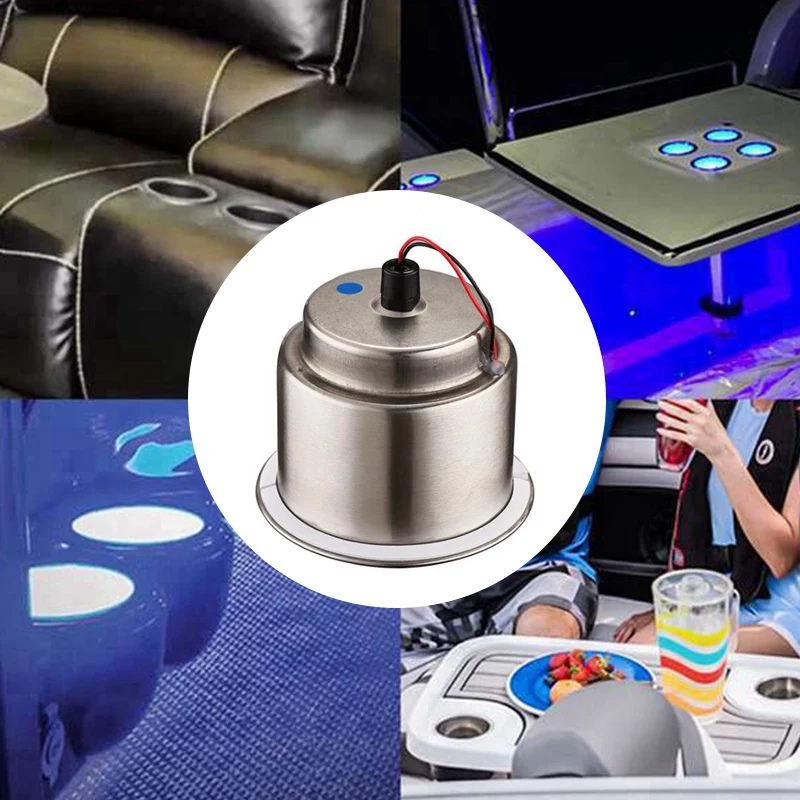 Led Light Drink Holder Recessed Stainless Steel Cup Shape for Car Marine Boat | Спорт и развлечения