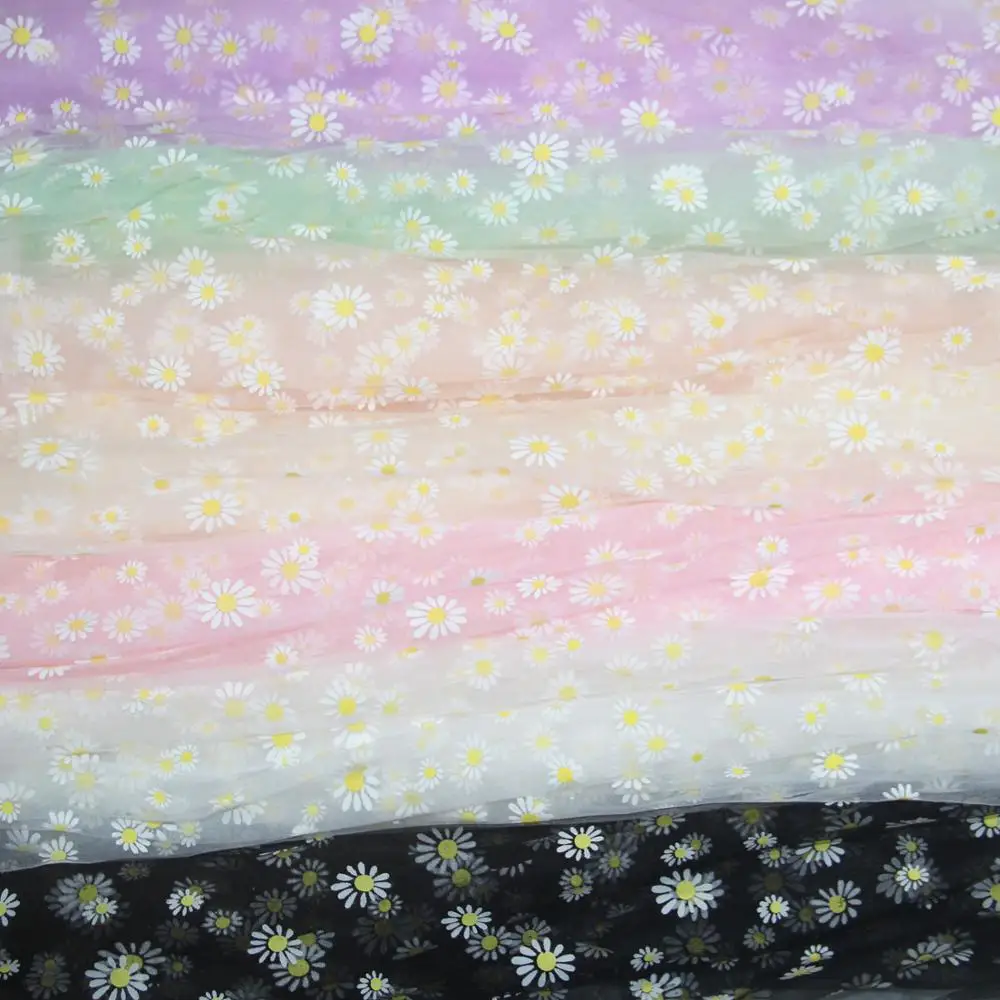 Женская Мягкая сетчатая одежда из тюля с принтом ромашек материал для свадебных