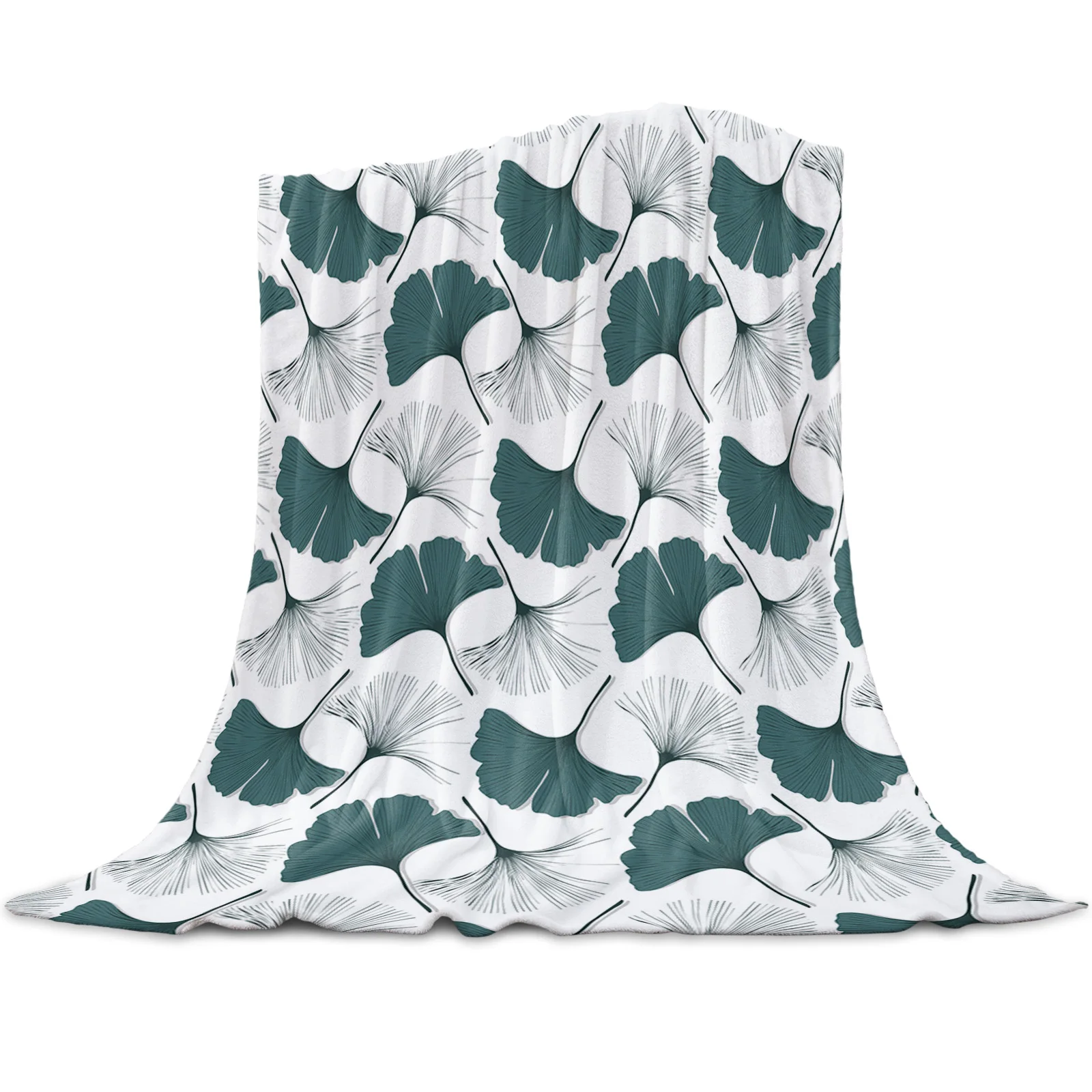 

Ginkgo Biloba Texture Leaves Flower Throw Blanket Soft Picnic Blanket Home Decor Microfiber Flannel Blankets for Beds