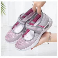 2021 women weave mesh knitted shoes ladies light sneakers breathable soft flat hook shallow vulcanize sandalias de las mujeres