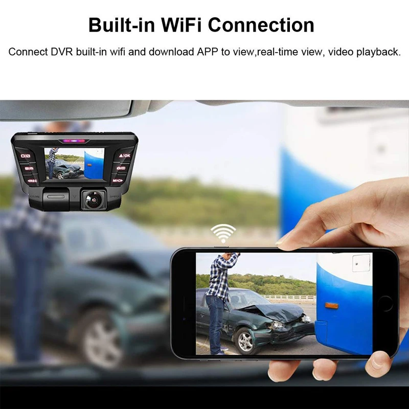 Видеорегистратор с широким углом обзора 1080P 4K FHD 2 7 P Wi Fi Автомобильный регистратор