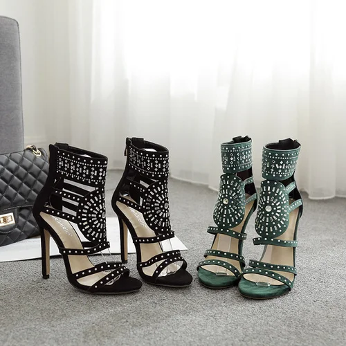 

Casual Ankle Wedding High-Heeled Woman High Heels Sandalias Women shoes Jelly Peep Toe Sandals Boots