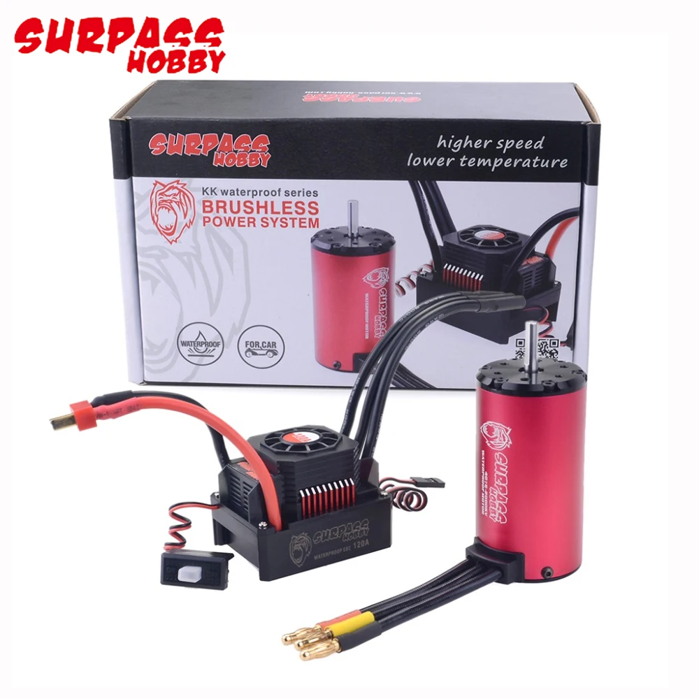 Surpass Hobby 4076 2000KV/2250KV Водонепроницаемый бесщеточный двигатель с 120A/180A ESC для 1/8 р/у
