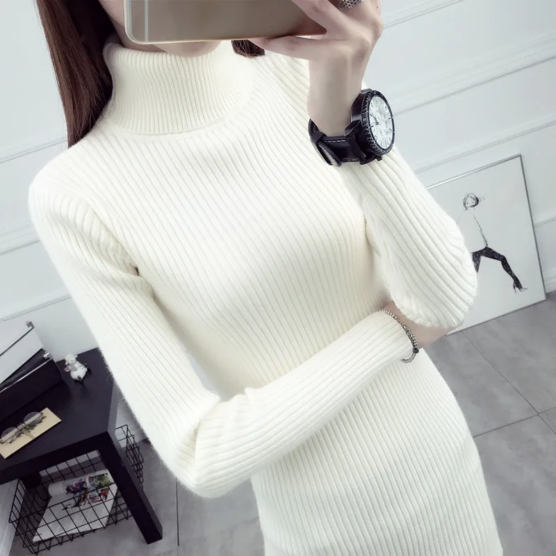 Водолазка пуловер зима Корейская мода осень длинный свитер женская одежда 2020
