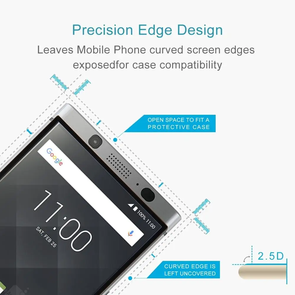 0.3mm 9H Surface Hardness 2.5D Silk-screen Full Screen Tempered Glass Film for BlackBerry KEY2 Mobile Phone Protector | Мобильные